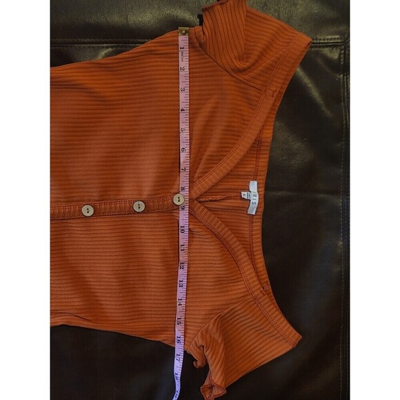 Rust Orange Ribbed Off-Shoulder Bodycon Mini Dress Size Large - Picture 10 of 10